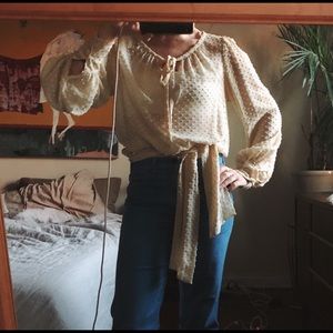 Silk Cream Blouse with Bell Sleeves